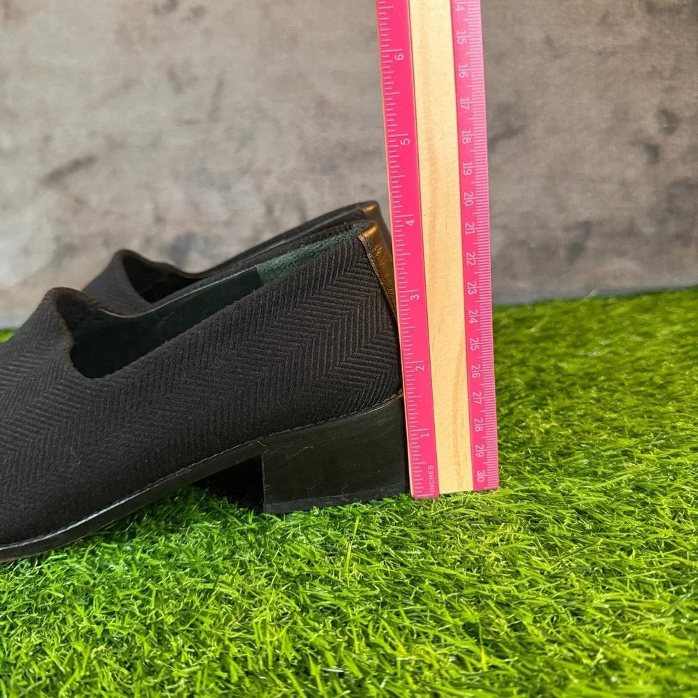 Donald J Pliner Black Herringbone Knit Slip On Loafers Shoes Women 8 M